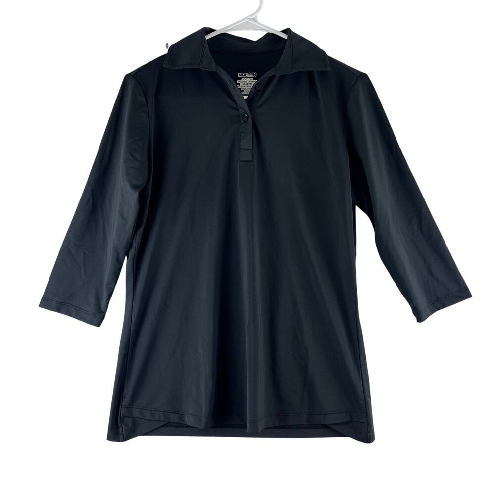 Moheen Cool Dri Polo Shirt 3/4 Sleeve Black Women’s Size Small Moisture Wicking